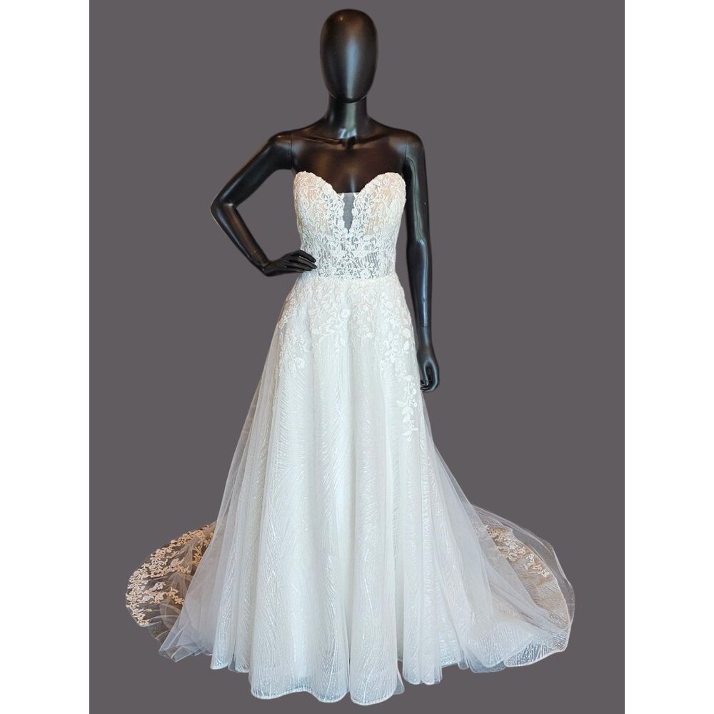 Lace/Sparkle Illusion Sweetheart Aline Wedding Gown - Private Label
